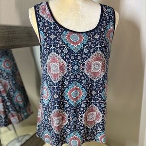 Agenda Blue Medallion Print Tank Top